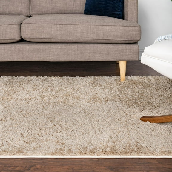 Unique Loom Everyday Shag Collection Area Rug - Solid (5' x 8' Rectangle Taupe)