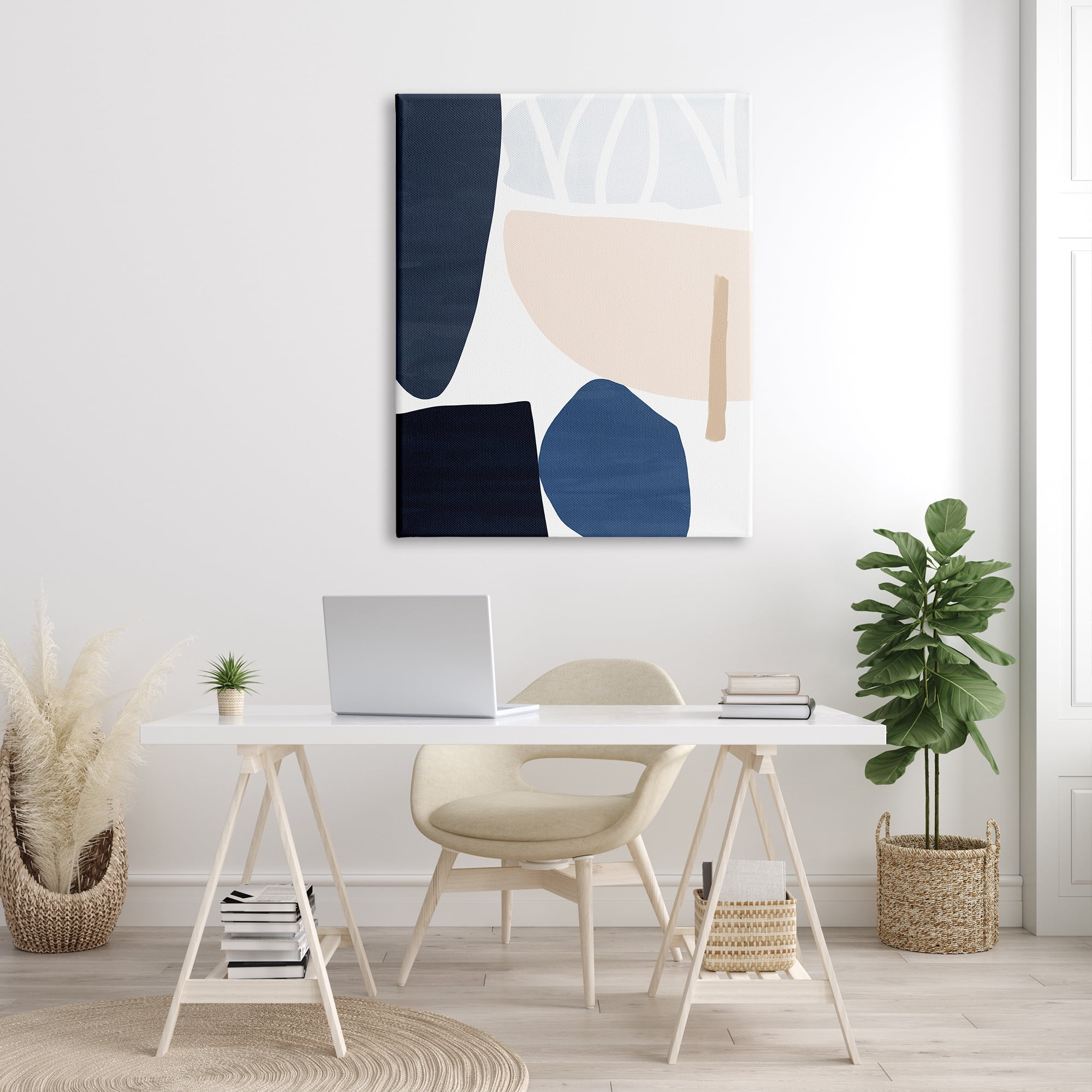 Stupell Indtries Abstract Shape Collage Modern Blue Pink Beige ,36 x 48,Design by Victoria Barnes