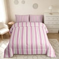 thumbnail image 2 of Manfei Classic Stripe Full Size Comforter Sets,Modern Geometric Bedding Comforter Set, Blush Pink White, Pink Reversible 3 Pieces, 1 Comforter and 2 Pillowcases, 2 of 6
