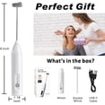 thumbnail image 6 of Rechargeable Milk Frother Handheld, USB-C Coffee  Maker with Stainless Steel Whisk & 3 Speeds, Coffee Frother Electric Hand Drink Mixer Stirrer for Matcha, Hot ,Frappe, Drink(White), 6 of 6