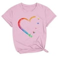 thumbnail image 1 of AherBiu T-Shirts de la Saint-Valentin pour Femmes, Col Rond Imprimé, Manches Courtes, Hauts d'Été, T-Shirts Basiques Confortables, 1 of 3