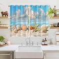 thumbnail image 2 of Nautical Coastal Kitchen Curtains 72 Inch Length, Summer Beach Shell Conch Starfish Blue Grommet Top Bedroom Living Room Curtains, Light Filtering Cafe Curtain Drapes 2 Panels Set 104''x72'', 2 of 9