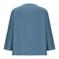 thumbnail image 6 of LADIGASU Women'sSolid Color V-neck Quarter 3/4 Sleeve Loose Cotton And Linen Button Up, 6 of 7