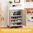 thumbnail image 4 of Uforic 4-Tiers Shoe Cabinet with Door, Shoe Rack Organizer Cabinet with Adjustable Shelves, Black, 4 of 12