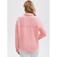 thumbnail image 4 of DARING DIVA Women's Long Sleeve Button Down Pockets Western Denim Jacket M Pink, 4 of 7