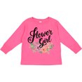 thumbnail image 3 of Inktastic Flower Girl Hand Lettering with Flowers Illustration Girls Long Sleeve Toddler T-Shirt, 3 of 5