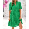 thumbnail image 4 of Vestido casual BTFBM para mujer, bohemio, verano, cuello en V, verde, algodón, 4 of 9