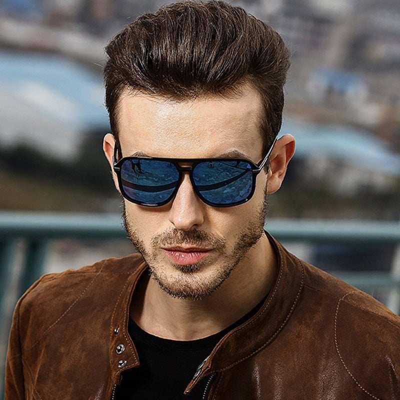 Polarized Sunglasses For Men UV400 Protection Driving Retro Fashion Oval Frame TAC Lens PC Frame