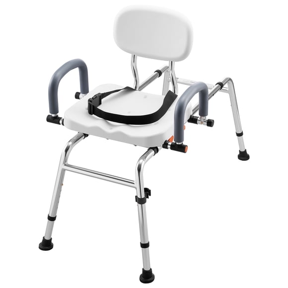 KFFKFF Sliding Shower Chair, 400 lbs Tub Transfer Bench for Bathtub with Swivel Seat, Shower Bench with Pivoting Arms and Backrest, Height & Width Adjustable for Handicap, Seniors