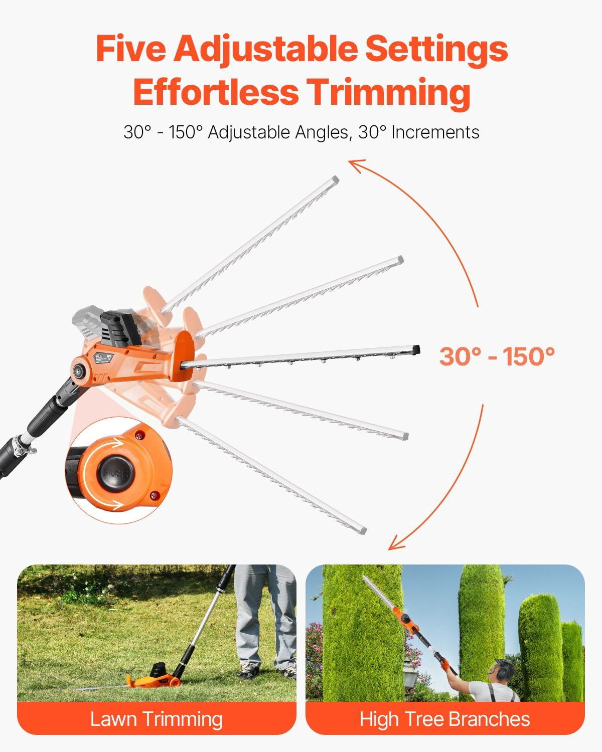 20V 1200RMP Electric Hedge Trimmer, 20in Extendable Cordless Blade for Precise Trimming