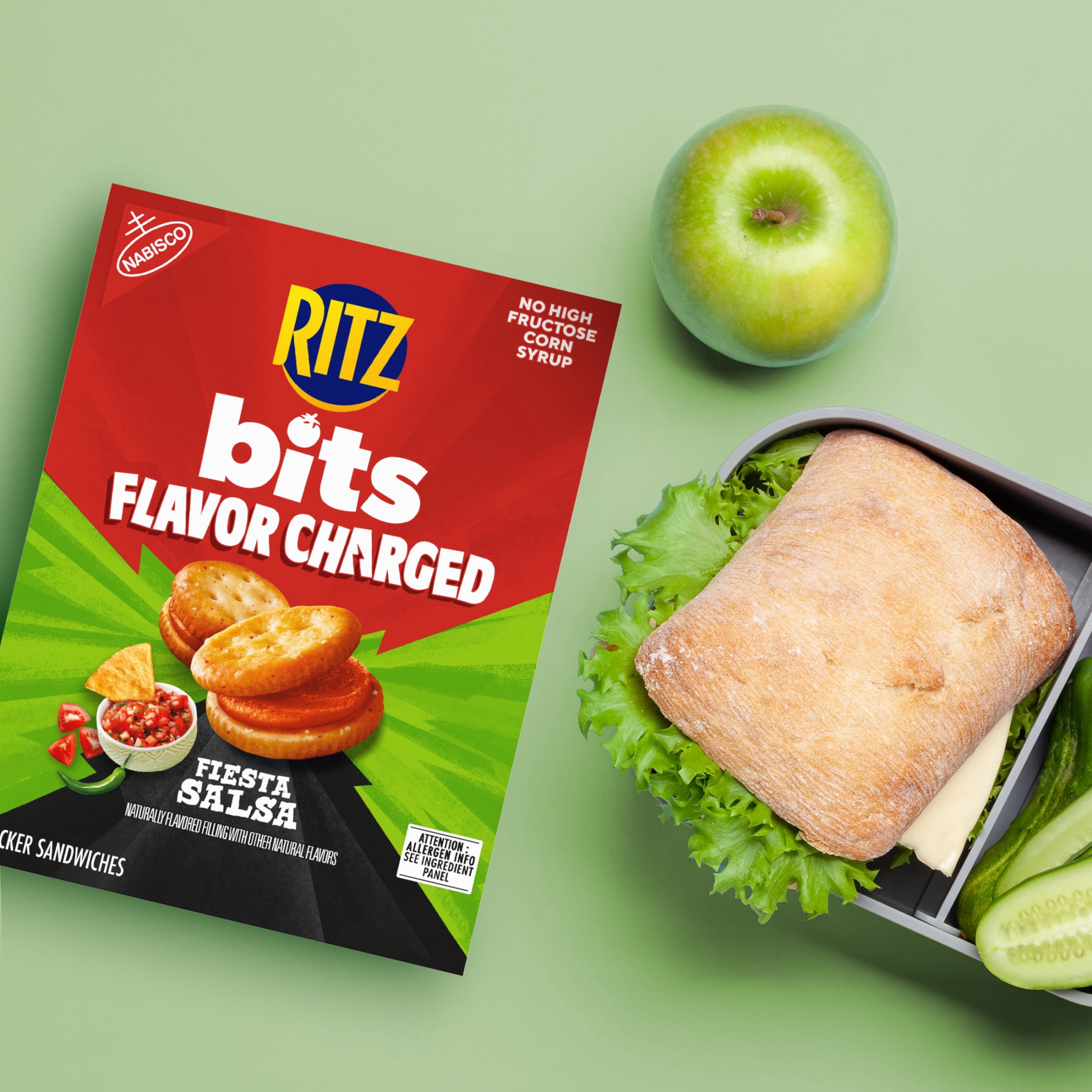 RITZ Bits Flavor Charged Fiesta Salsa Sandwich Crackers, Lunch