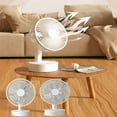 thumbnail image 1 of Ventilador de escritorio oscilante recargable USB • Rotación automática de 4 direcciones • Flujo de aire fuerte • Ventilador portátil de sobremesa • USB-C y carga de batería portátil • Blanco, 1 of 8