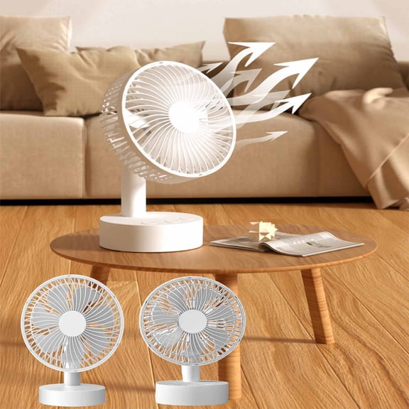 Aoznliie USB Desk Fan, 8.7 Inch Oscillating Table Fan 3 Speeds 90 Degree Rotate Quiet Rechargeable Personal Fans for Office Desk Bedroom White