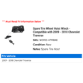 thumbnail image 2 of Spare Tire Wheel Hoist Winch - Compatible with 2009 - 2018 Chevy Traverse 2010 2011 2012 2013 2014 2015 2016 2017, 2 of 2
