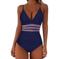 thumbnail image 6 of Enjoytime Swimsuit Women One Piece Tummy Control Bathing Suit for Women Modest V Neck Slimming Mesh Swimwear Monokini, 6 of 8