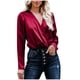 thumbnail image 2 of Pntutb Mujer Moda Sexy Cuello En V Manga Larga Suelta Cintura Elástica Camisa Top Pntutb Pntutb-6832, 2 of 9