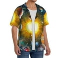 thumbnail image 4 of Naloa Space Planet Men's Loose Fit Cuban Collar Short-Sleeve Shirt with Button-down and Chest Pocket for Everyday Wear Outings - X-Large, 4 of 7