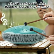 Steel Tongue Drum, 13 Inches 15 Notes Tongue Drum, Hand Pan Drum with Drum Mallets and Carry Bag, D Major, Blue