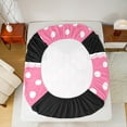 thumbnail image 5 of jejeloiu Kawaii Bowtie Ribbon Twin Sheet Sets,Cute Circle Dot Twin Fitted Sheet,Pink White Black Flat Sheet For Girl Kids,Luxury Bedroom Decor,3-Piece, 5 of 7