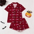 thumbnail image 2 of TGPMGRZ Women's Halloween Pajamas Classic Fit Button Down Shirts Matching Pj Shorts Halloween Couple Pajamas, 2 of 9