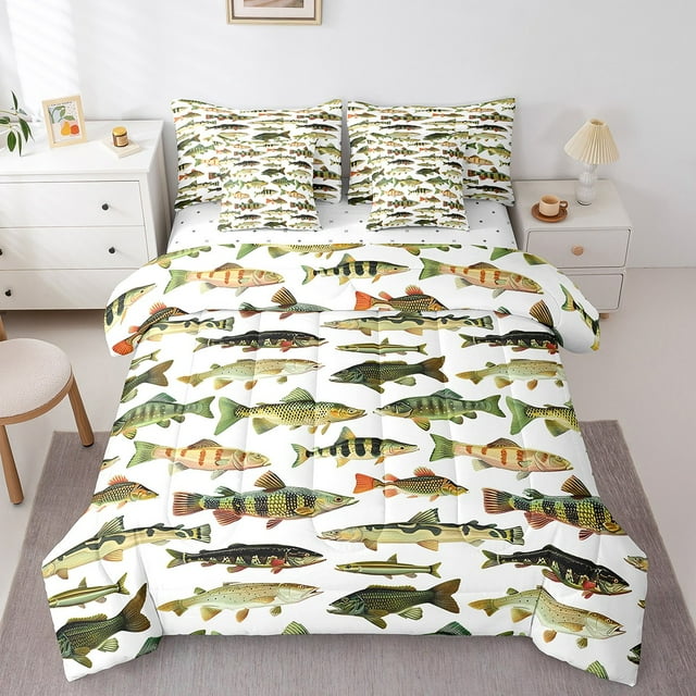 Erosebridal Ensemble de Lit Rustique avec Brochet en Sac Format Très Grand, Ensemble de Lit en Planches de Bois, Literie Réversible de Style Ferme de Campagne Format Très Grand, Décor de Chambre en Microfibre, 7 Pcs
