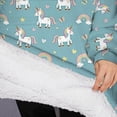 thumbnail image 3 of Oversized Wearable Blanket Hoodie,Blue Cartoon Unicorn Rainbow Cloud Star Butterfly Sherpa Blanket Hoodie with Super Pockets,Super Warm Fuzzy Pullover for Women & Men, 3 of 6