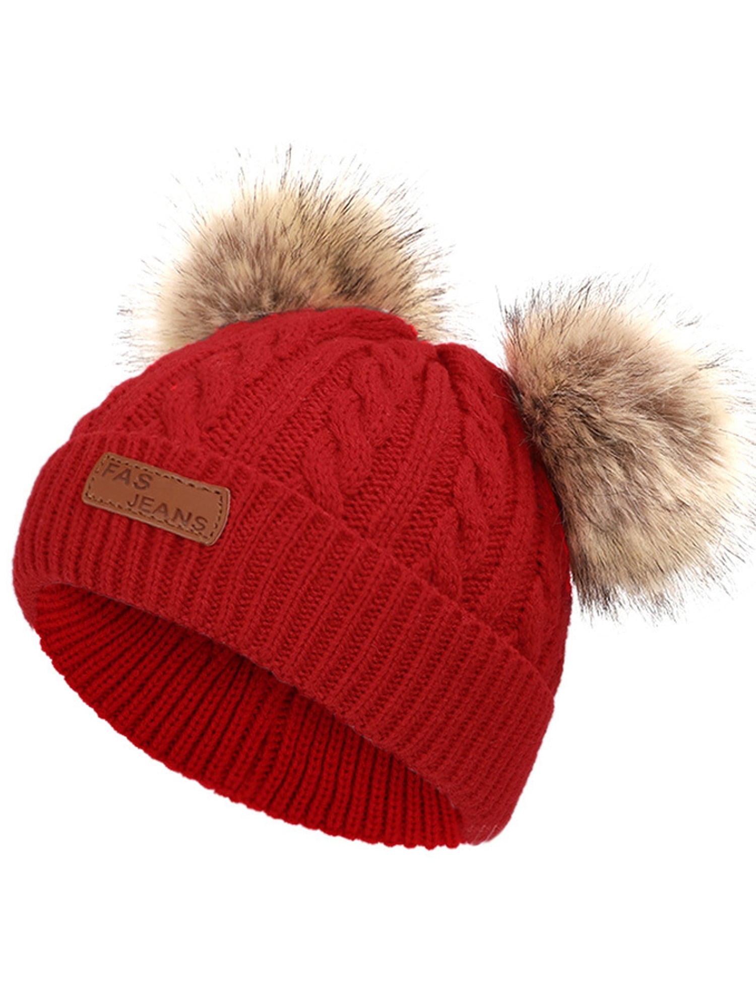 Baby's Kids Boy Girl Pom Pom Caps Winter Knitted Crochet Beanie Winter Hats