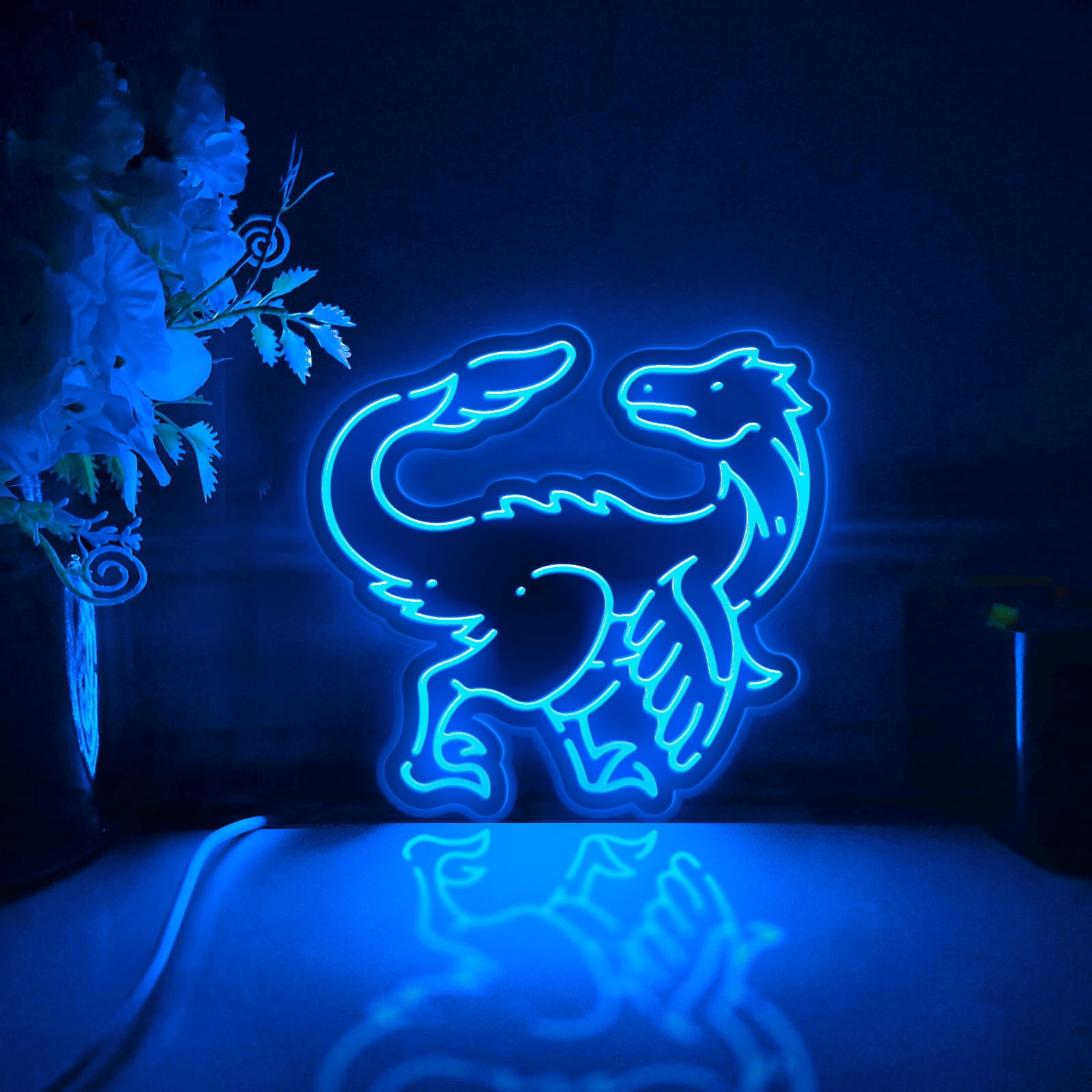 Dinosaur Led Light Box, Dimmable Neon-Like Light Signs USB Power for Wall Decor Bedroom Decoration, Color Flow Effect (WxH) 6"x6"