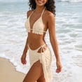 thumbnail image 6 of Aimik Women's Ruffle Bikini Sets 3 Piece Bathing Suits Textured Triangle Wrap Skirt Side Tie Cheeky Bikini Swimwear, 6 of 6
