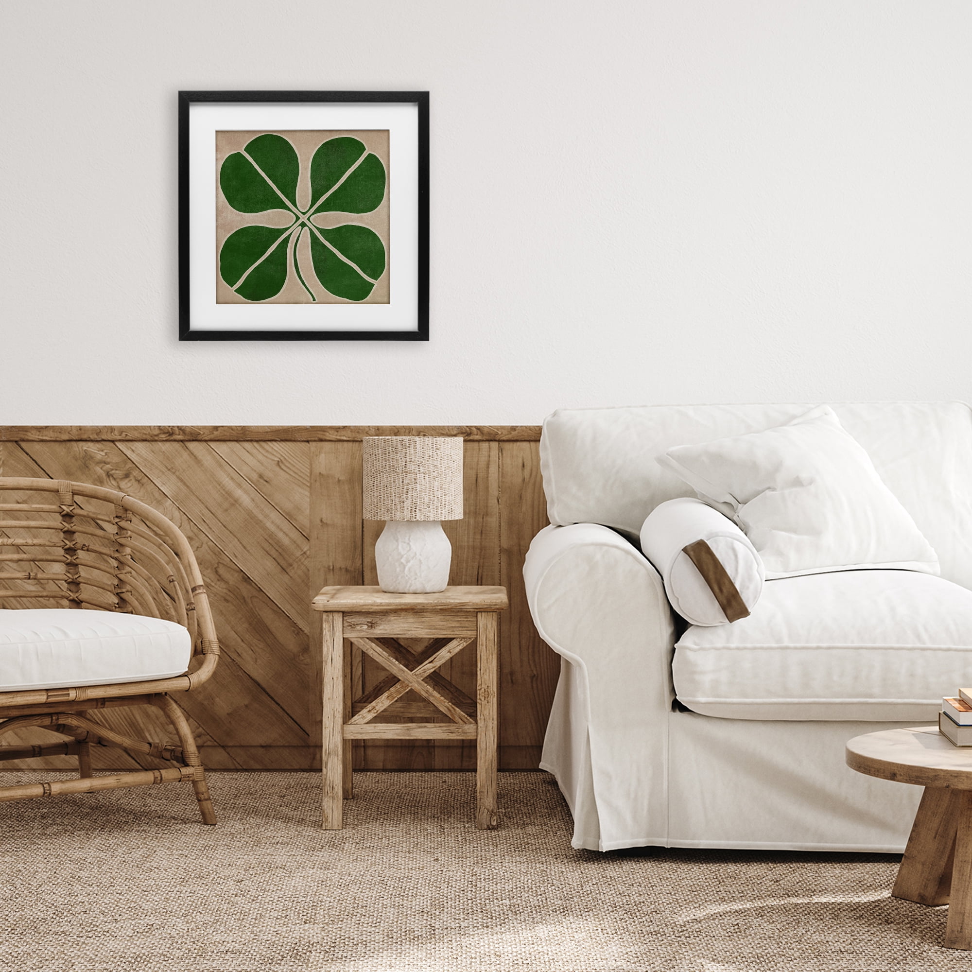 Four Leaf Symmetry Black Framed Print Under Glass, design by June Erica Vess