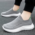 thumbnail image 4 of HTHLVMD Men's Knit Mesh Slip-Ons, No-Lace Comfort Sneakers, Lightweight Walking Shoes, Women's Walking Shoes Slip On Sneakers Comfort Lightweight Non Slip Workout Gym Nurse Shoes, Gray 7, 4 of 8