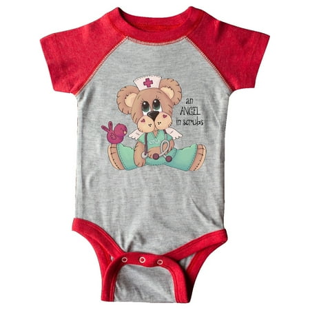 

Inktastic CNA An Angel in Scrubs Teddy Bear Gift Baby Boy Bodysuit