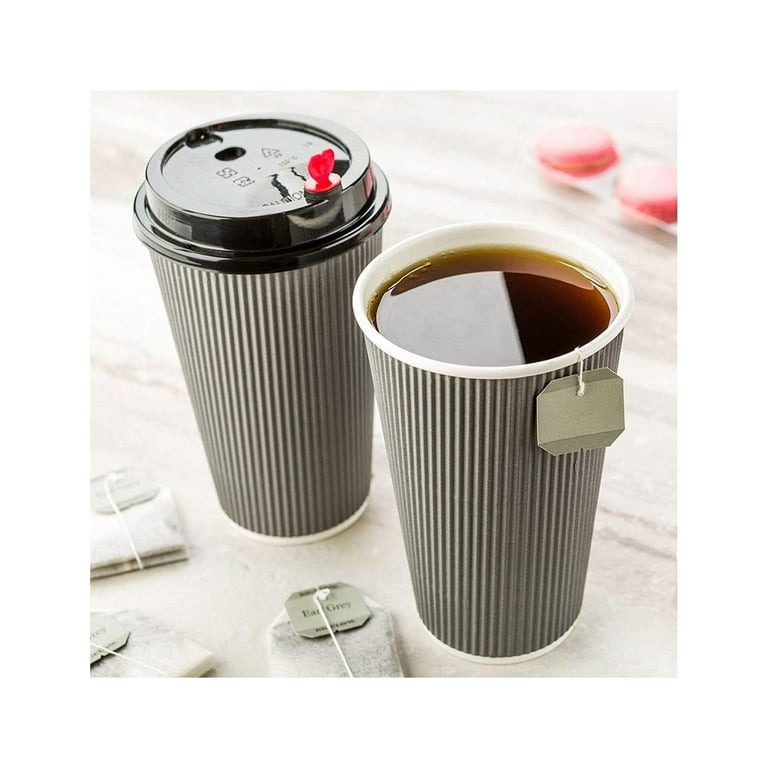 Disposable Paper Hot Cups - 500ct - Hot Beverage Cups, Paper Tea Cup - 12 oz - Eco Green - Ripple Wall, No Need for Sleeves - Insulated - Wholesale