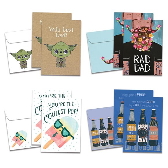 Tree-Free Greetings 8 pack Card Assortment with matching envelopes,Eco Friendly,Made in USA,100% Recycled Paper,5"x7", Cool Dad Father's Day (GA54280)