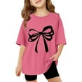 thumbnail image 3 of Girls T Shirts Kids Cartoon Number 67 Print Short Sleeve T Shirt Lightweight Summer Top Girls Tops Hot Pink 9-10 Years, 3 of 5