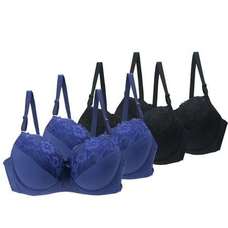 XFLWAM Women s Minimizer Bras Comfort Cushion Strap Wirefree Full Coverage Bras for Older Women Bust Non-Padded Bra 4 Pack