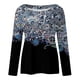thumbnail image 4 of Moda mujer Casual impresión cuello redondo manga larga suelta camiseta otoño blusa pulóver Tops Pompotops  FGAJ6076, 4 of 5