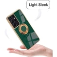 thumbnail image 3 of for Galaxy S22 Ultra Case with Ring, Built-in Rotation Finger Ring Kickstand Cover with Shiny Plating Rose Gold Edge Work with Magnetic Car Mount Slim Thin Bumper Case for Women Girls Green, 3 of 14