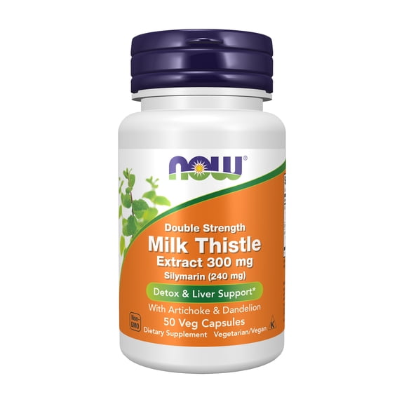 NOW Supplements, Double Strength Milk Thistle Extract 300 mg Silymarin (240 mg), 50 Veg Capsules