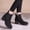 Black, variant on Women's Ankle Boots Chunky Low Heel Chelsea Booties Slip On Elastic Fall Short Boots Brown 8.5(41)