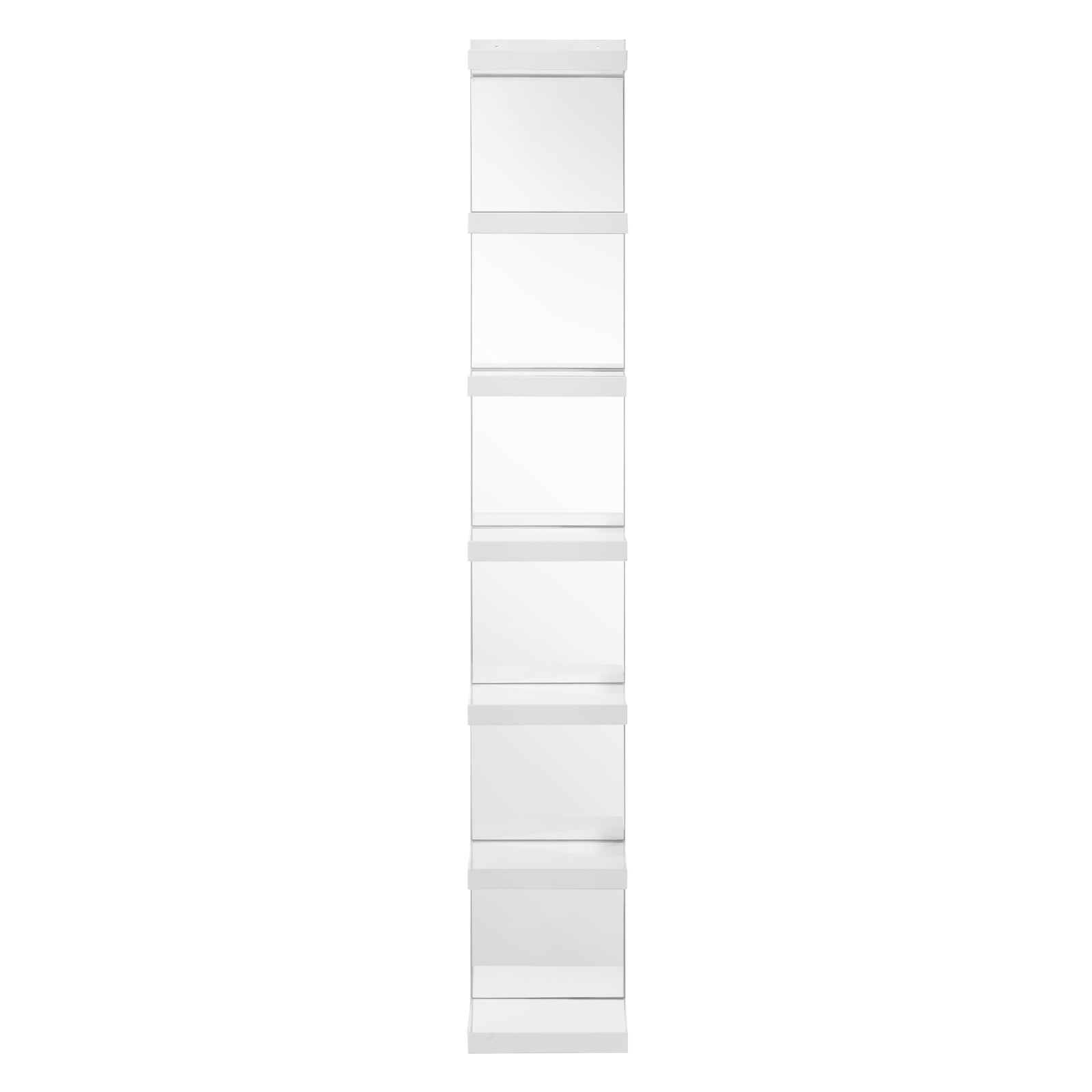 Miekor Furniture 1pc Glam White Open Shelving Rack with Mirrored Back Living Room Wooden Furniture 33966