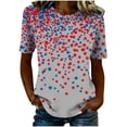 thumbnail image 6 of Xdegoge 4th Of July Tops for Women Patriotic Shirts USA American Flag Stars Print Crewneck Short Sleeve Casual Loose Fit Lightweight Summer Holiday Graphic Tees, 6 of 7