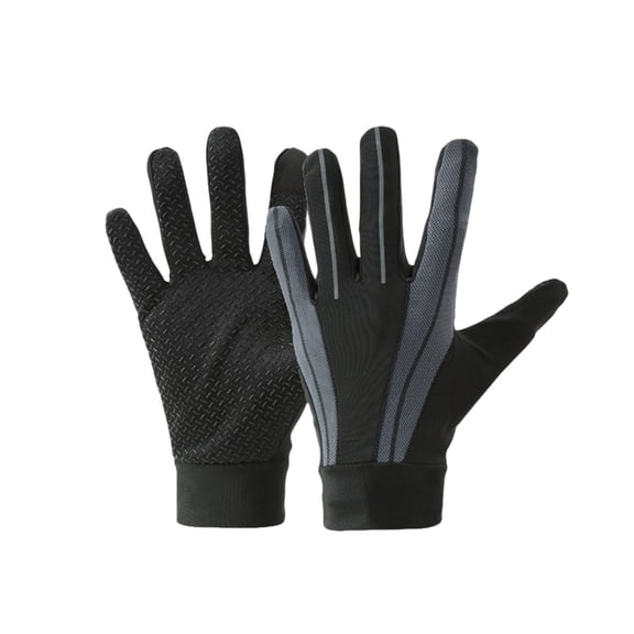 Btomtd Men's Outdoor Cycling Gloves with Touchscreen Feature, Thin Ice Silk Full Finger Gloves with Anti Slip Palm for Men and Women, Black