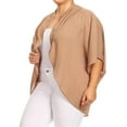 thumbnail image 2 of MOA COLLECTION Women's Plus Size Solid Dolman Sleeve Draped Open Front Chiffon Cardigan, 2 of 4