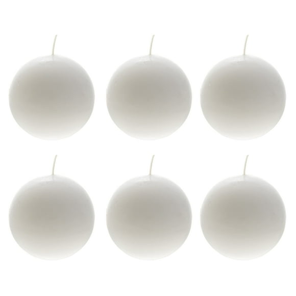 Mega Candles 6 pcs Unscented White Round Ball Candle, Hand Poured Premium Wax Candles 3 Inch Diameter, Home Décor, Wedding Receptions, Baby Showers, Birthdays, Celebrations, Party Favors & More