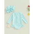 thumbnail image 4 of Bslissey Toddler Baby Girls Rash Guard Romper Swimsuit Floral Print Long Sleeve Ruffles Bikini Infant Cute Zipper Bathing Suit with Swim Cap Summer Swimwear 6M-3T, 4 of 8