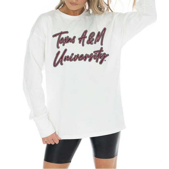 Women's Gameday Couture White Texas A&M Aggies Midweight Oversized Long Sleeve T-Shirt