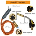 thumbnail image 2 of Pro Mapp Propane Self-Igniting Gas Welding Torch Stainless Steel Head W/5ft Hose, 2 of 7