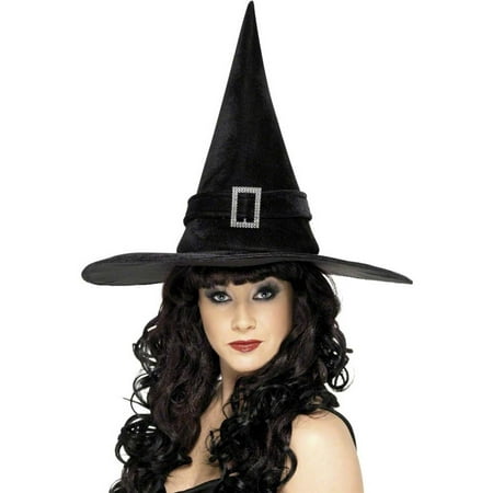 Witches Hat with Diamante Buckle Adult Costume Accessory