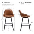thumbnail image 6 of ONEVOG 25.6" Swivel Counter Stools Set of 3,Pu Leather Upholstered Bar Stools with Full Back,Modern Counter Height Bar Stools with Black Metal Legs for Kitchen Island,Brown, 6 of 8